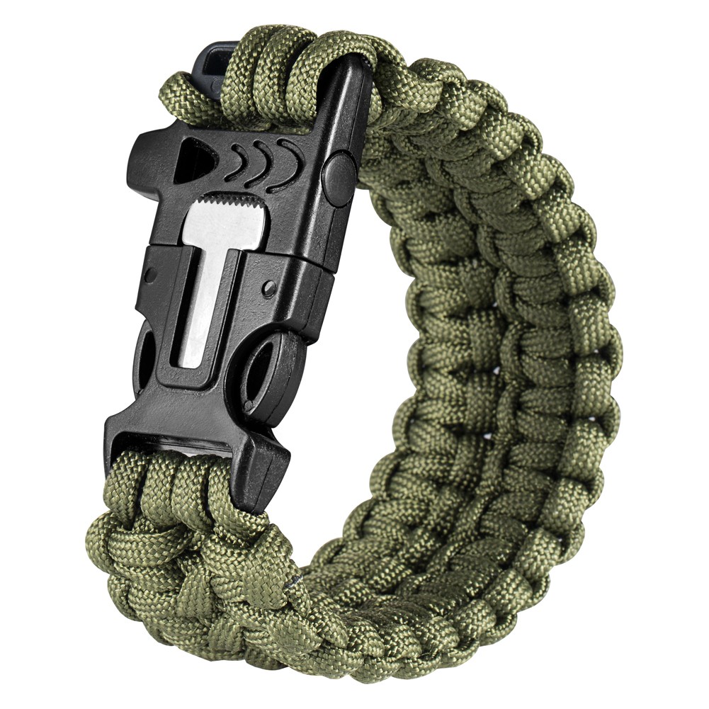 ALSANIDI, Multi-function Outdoor Survival Bracelet, Emergency Survival Bracelet, Kaki, Size 5 Metre