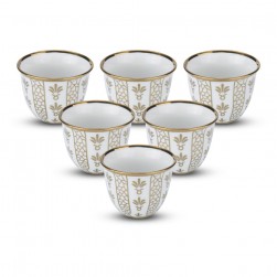 ALSANIDI, Plastic Arabic coffee cup, Arabic coffee mug, White*Gold, Set 6 pcs capacity 10 ml