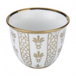 ALSANIDI, Plastic Arabic coffee cup, Arabic coffee mug, White*Gold, Set 6 pcs capacity 10 ml