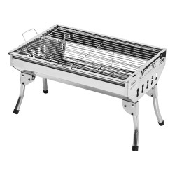 ALSANIDI, Charcoal grill for trips, Portable Charcoal Grill, Silver, Size 48*33*30 Cm