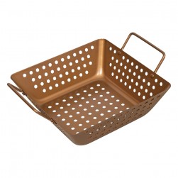 ALSANIDI, Non-stick grill basket, Grill grates, Gold, Size 21.5*21.5*6.5 Cm