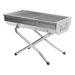 ALSANIDI, Charcoal grill for trips, Portable Charcoal Grill, Silver, Size 46.5*26.5*31 Cm