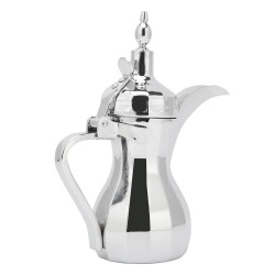 ALSANIDI, Raslan Indian Stainless steel Arabic Coffee Dallah, Raslan Dallah, Silver, capacity 0.6 L