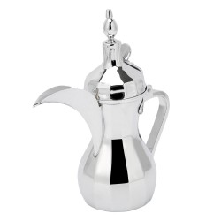 ALSANIDI, Raslan Indian Stainless steel Arabic Coffee Dallah, Raslan Dallah, Silver, capacity 0.8 L