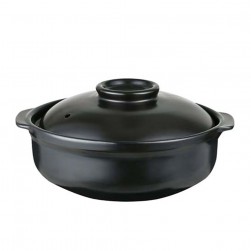 ALSANIDI, Heat pottery pot, Thermal pottery pot, Black, capacity 2.2 L Size 24 Cm