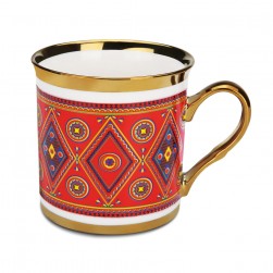 ALSANIDI, Najdi Porcelain tea and coffee mug, Coffee cup for trips and travel, Red, capacity 330 ml