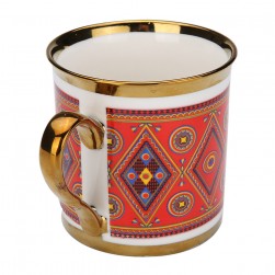 ALSANIDI, Najdi Porcelain tea and coffee mug, Coffee cup for trips and travel, Red, capacity 330 ml