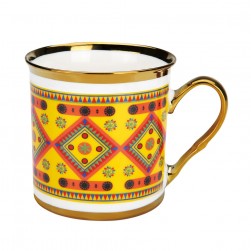 ALSANIDI, Najdi Porcelain tea and coffee mug, Coffee cup for trips and travel, Yellow, capacity 330 ml