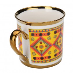 ALSANIDI, Najdi Porcelain tea and coffee mug, Coffee cup for trips and travel, Yellow, capacity 330 ml