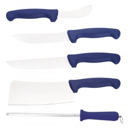 السنيدي، شنطة سكاكين مكتملة، ازرق، طقم 6 قطع