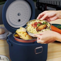 DPT, Electric rice cooker, Portable cooking pot, Blue, capacity2L|Size25.6*23.6*20.6Cm