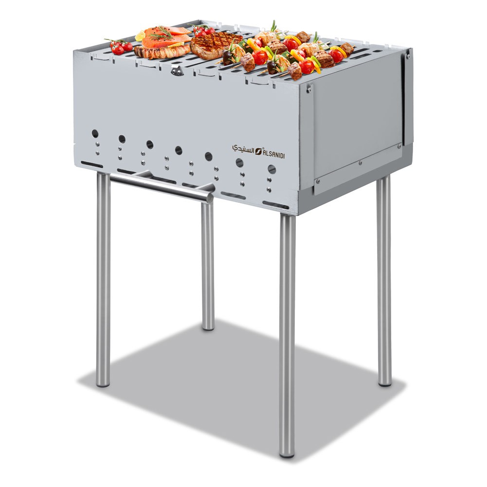 ALSANIDI, portable charcoal grill, Outdoor Grill, Silver, Size46*34*61.5Cm