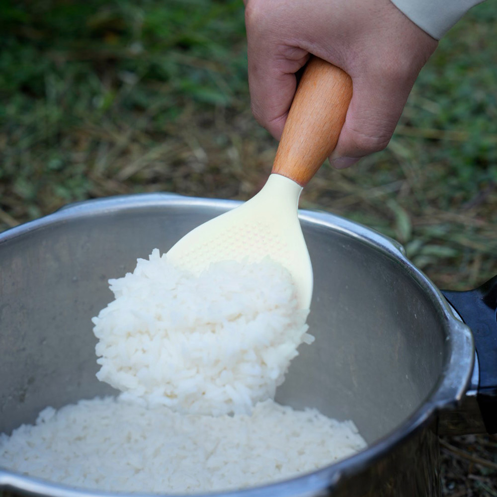 ALSANIDI, Rice spoon, non-stick silicone spoon, Beige, Size21*7.6*3.5Cm