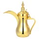 ALSANIDI, Dallah Saudi Coffee, Dallah Steel, Gold, Size L:25.5*W:11.2*H27 Cm