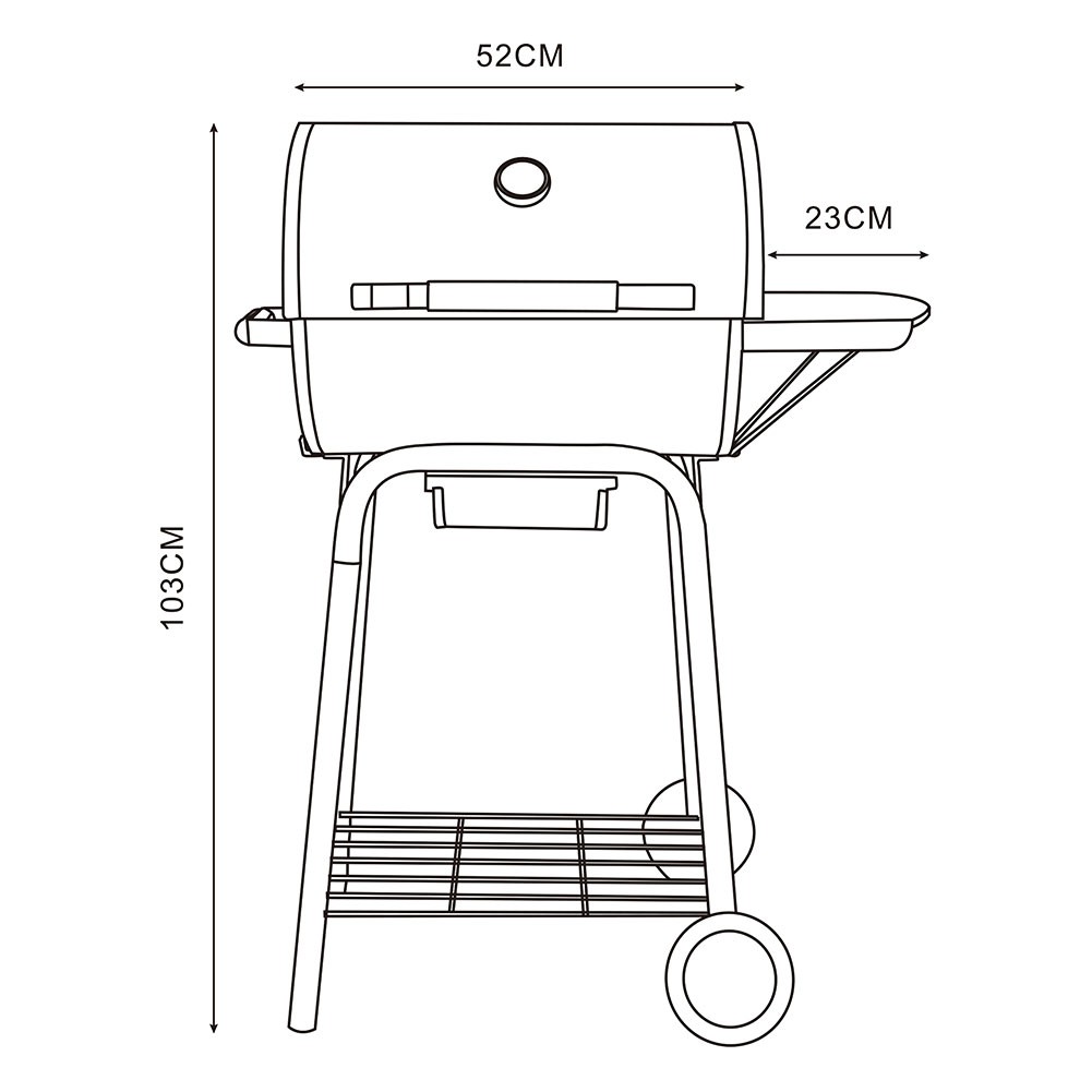 ALSANIDI, Charcoal grill for trips, Black, Size 52* 38.5* 103 Cm