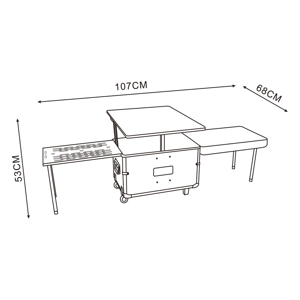 ALSANIDI, Mobile kitchen, Travel kitchen, Black, Size L:157*W:68*H53 Cm