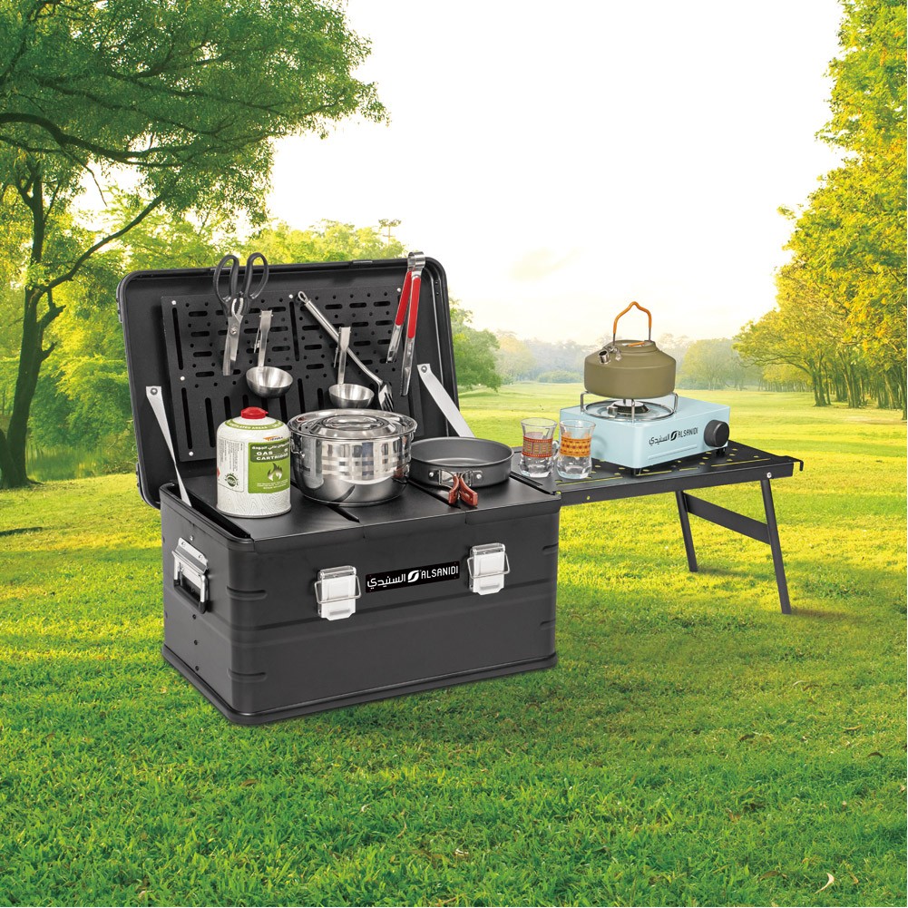 ALSANIDI, Mobile kitchen, Travel kitchen, Black, Size L:108*W:38*H56 Cm