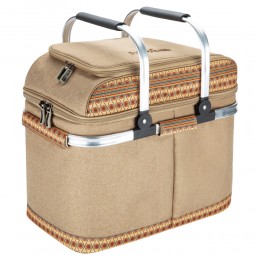 السنيدي، حقيبة تبريد معزولة قابلة للطي نقش نجدي، حافظة مواد غذائية للرحلات، خشبي، مقاس 39*28*44 سم