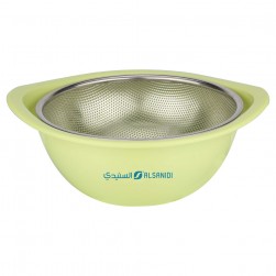 ALSANIDI, Stainless steel rice strainer, Rice, Vegetables and fruits strainer, Green, Size 20 Cm