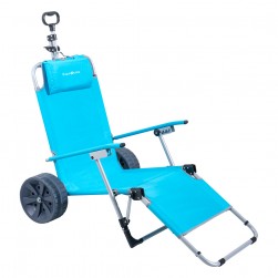 ALSANIDI, Chair with Garden Cart, Foldable transport Cart, Blue, Size145*73*61Cm