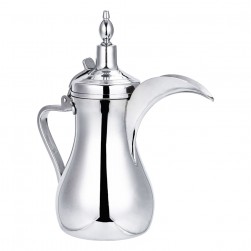 ALSANIDI, Raslan Indian Stainless steel Arabic Coffee Dallah, Raslan Dallah, Silver, Size 32