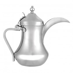 ALSANIDI, Al-Bughdadi Stainless steel Arabic Coffee Dallah, Al-Bughdadi Dallah, Silver, Size 26