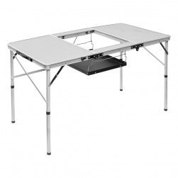 ALSANIDI, Portable Foldable Aluminum Table, Gray, Size120*60*70 Cm