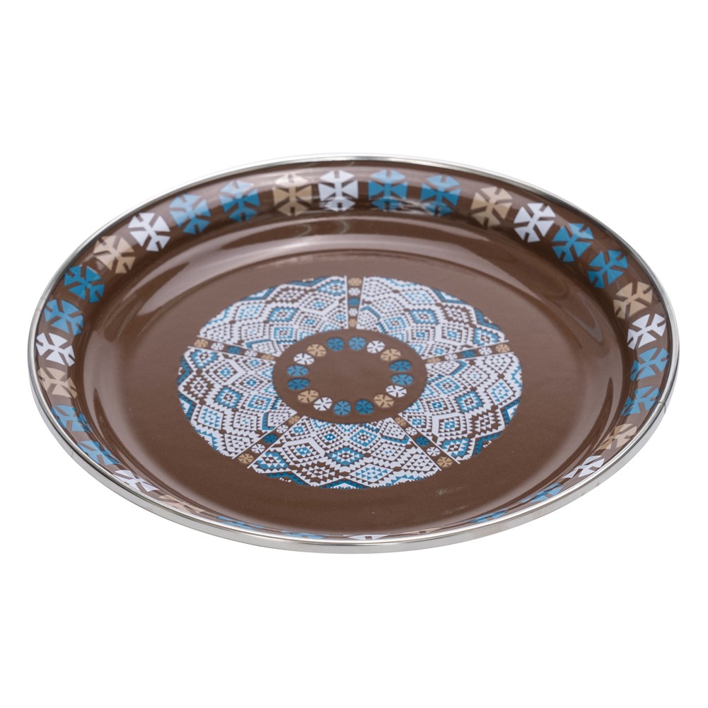 ALSANIDI, Traditional Engraved Dust Tray, Traditional Plate, Coffee Brown, Size 20 Cm