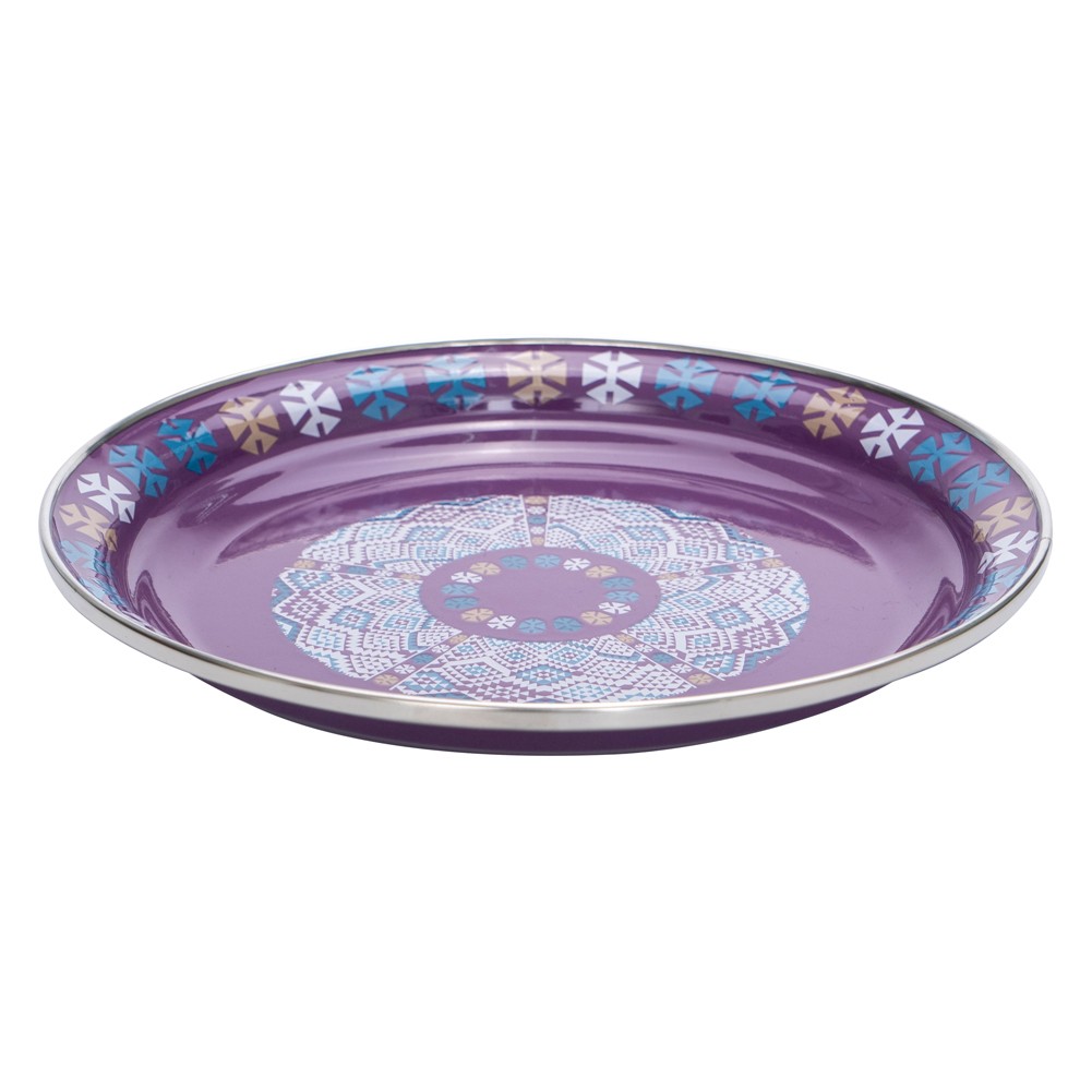 ALSANIDI, Traditional Engraved Dust Tray, Traditional Plate, Lilac, Size 30 Cm