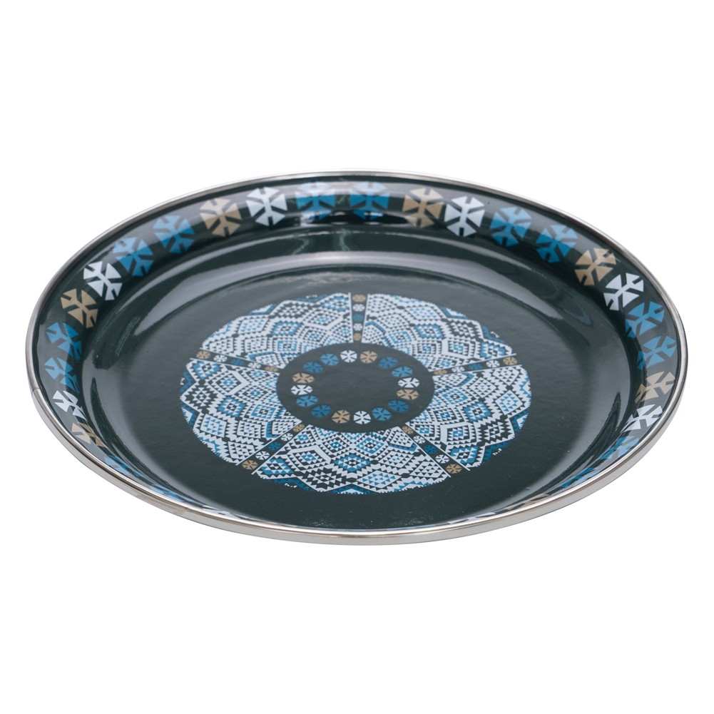 ALSANIDI, Traditional Engraved Dust Tray, Traditional Plate, Cadet Blue, Size 30 Cm