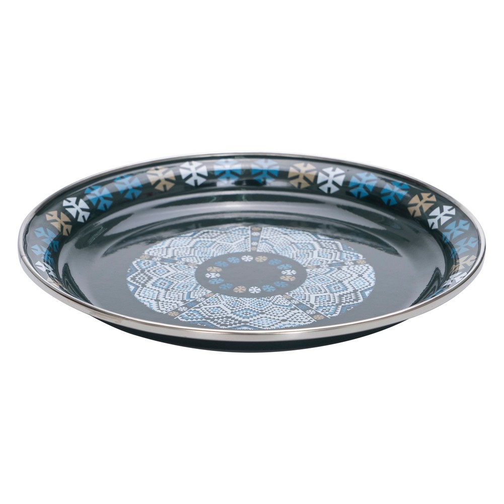 ALSANIDI, Traditional Engraved Dust Tray, Traditional Plate, Cadet Blue, Size 30 Cm