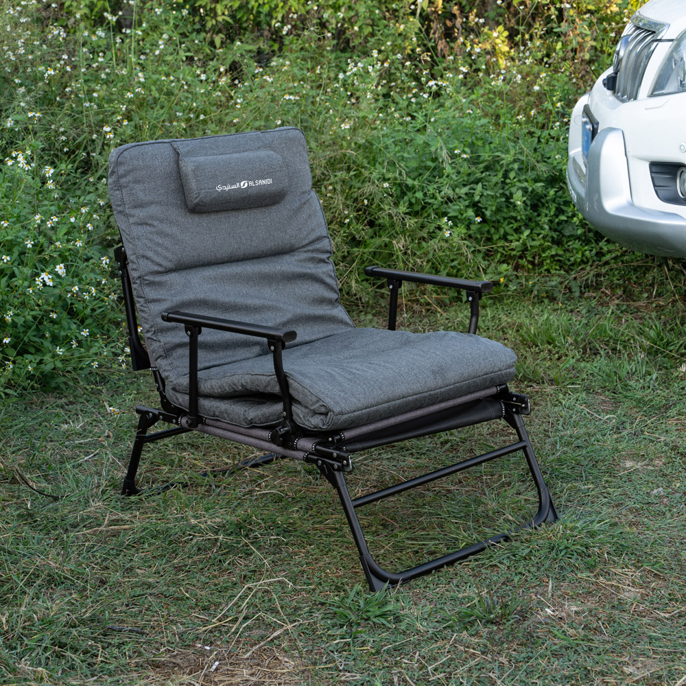 ALSANIDI, Foldable Camping Chair, Trips Chair, Gray, Size66*74*87Cm