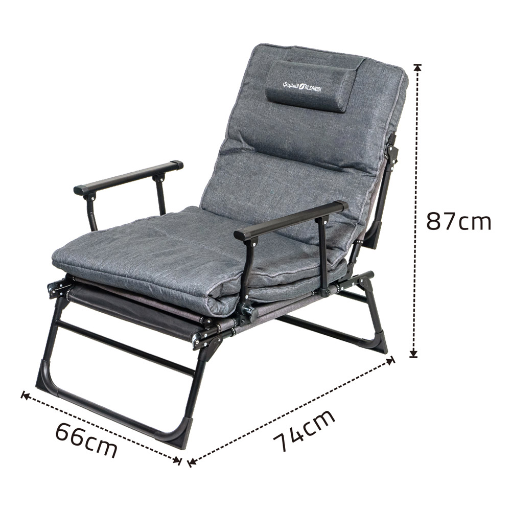 ALSANIDI, Foldable Camping Chair, Trips Chair, Gray, Size66*74*87Cm