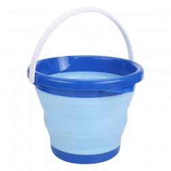 ALSANIDI, Foldable Camping platewashing Bucket, Foldable Polyethylene water bucket, Gray*Blue, capacity 3 L