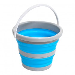 ALSANIDI, Foldable Camping platewashing Bucket, Foldable Polyethylene water bucket, Gray*Blue, capacity 5 L