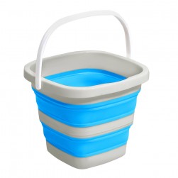 ALSANIDI, Foldable Camping platewashing Bucket, Foldable Polyethylene water bucket, Gray*Blue, capacity 5 L