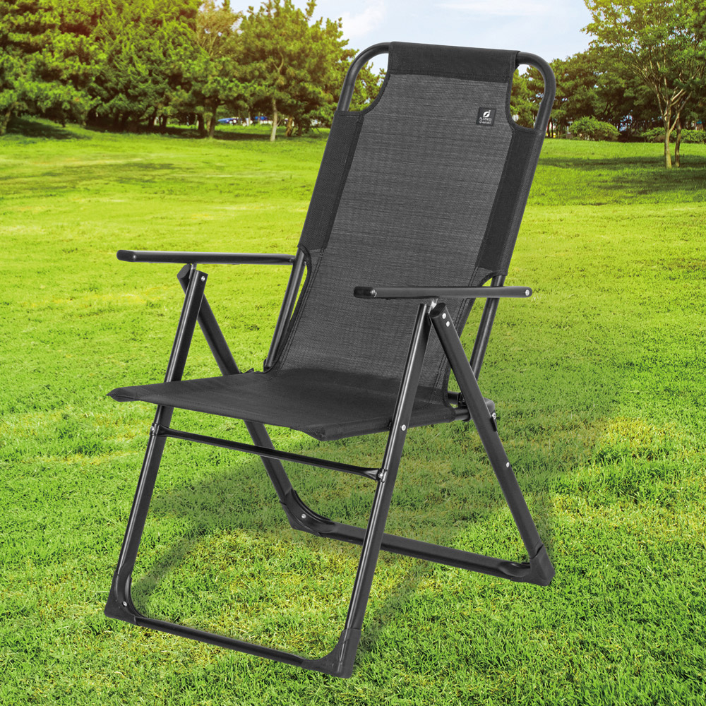 ALSANIDI, Foldable Camping Chair, Trips Chair, Black, Size102*62*67 Cm