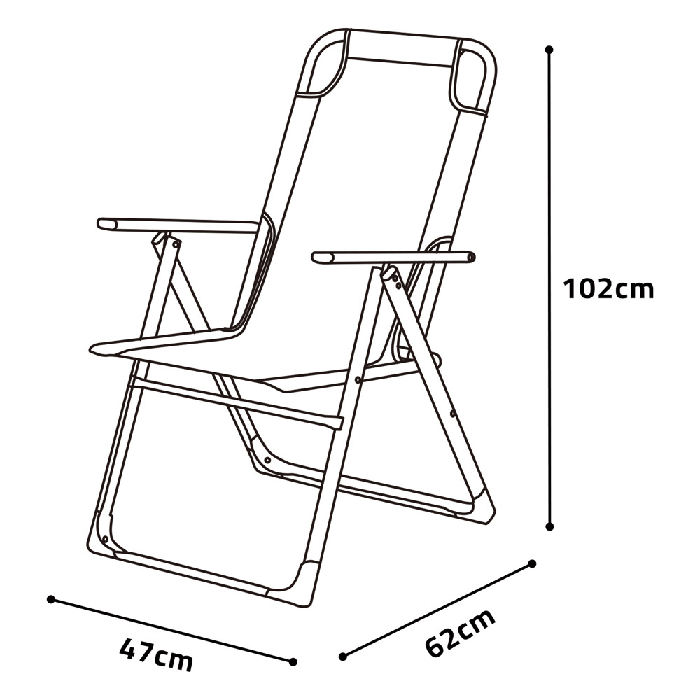 ALSANIDI, Foldable Camping Chair, Trips Chair, Black, Size102*62*67 Cm