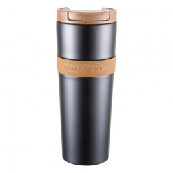 ALSANIDI, Stainless steel tea and coffee mug, Coffee cup for trips and travel, Black, capacity 500 ml