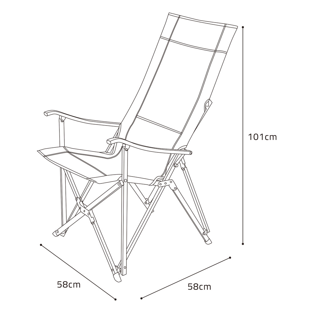 DPT, AlOla foldable travel chair, Camping Chair, Black, Size58*58*101Cm