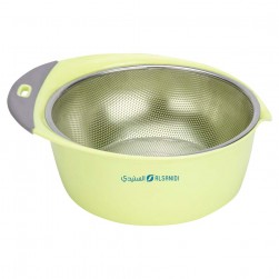 ALSANIDI, Stainless steel rice strainer, Rice, Vegetables and fruits strainer, Green, Size 27.5*12 Cm