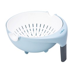 ALSANIDI, Plastic Movable rice and Vegetables strainer, Rice, Vegetables and fruits strainer, Blue Light, Size 23 Cm