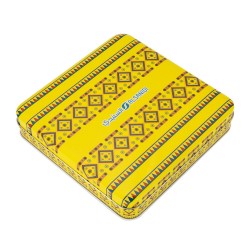 ALSANIDI, Najdi Inscription Sweets and maamoul Steel Storage, Luxury boxes for sweets, Yellow, Size 20.4*20.4*4.4 Cm