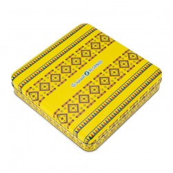 ALSANIDI, Najdi Inscription Sweets and maamoul Steel Storage, Luxury boxes for sweets, Yellow, Size 20.4*20.4*4.4 Cm