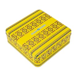 ALSANIDI, Najdi Inscription Sweets and maamoul Steel Storage, Luxury boxes for sweets, Yellow, Size 20.4*20.4*7.2 Cm