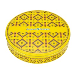 ALSANIDI, Najdi Inscription Sweets and maamoul Steel Storage, Luxury boxes for sweets, Yellow, Size 34*7 Cm