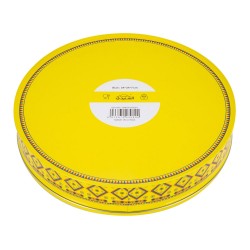 ALSANIDI, Najdi Inscription Sweets and maamoul Steel Storage, Luxury boxes for sweets, Yellow, Size 34*7 Cm