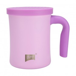 DPT, Stainless steel Liquid cup with Silicone Lid, Coffee cup for trips and travel, Pink, capacity 350 ml