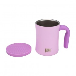 DPT, Stainless steel Liquid cup with Silicone Lid, Coffee cup for trips and travel, Pink, capacity 350 ml