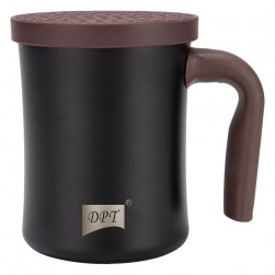 DPT, Stainless steel Liquid cup with Silicone Lid, Coffee cup for trips and travel, Black, capacity 350 ml